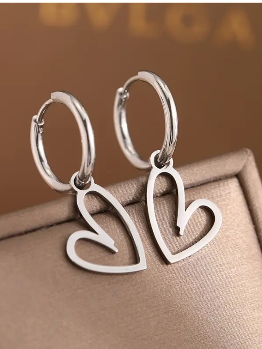 Silver Heart Outline Hoop Earrings Summer Jewelry